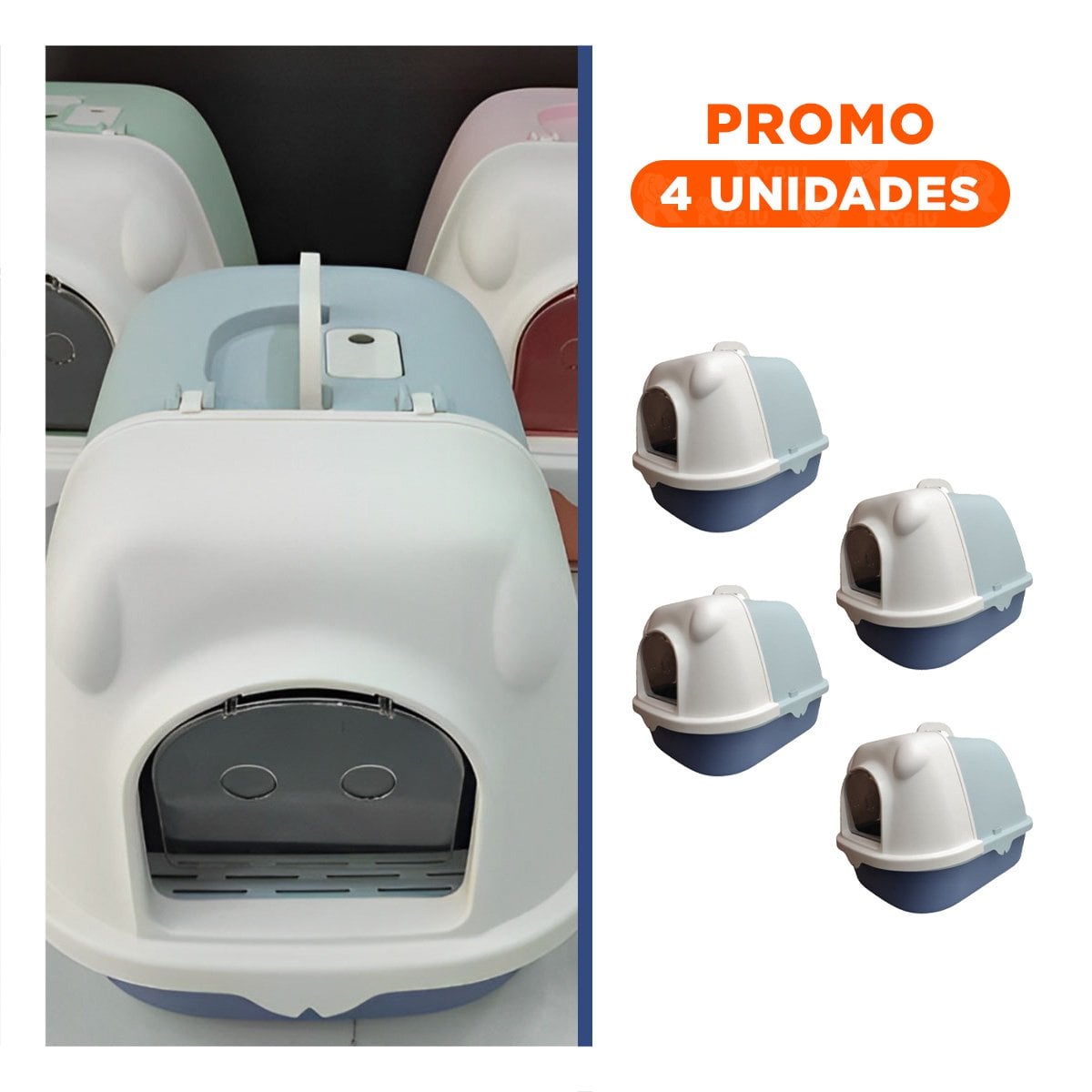 PACK4 RECINTO SANITARIO CON BORDES DECORATIVOS Y PALA CERNIDORA CELESTE Y AZUL Y+REGALO STICKER - 1