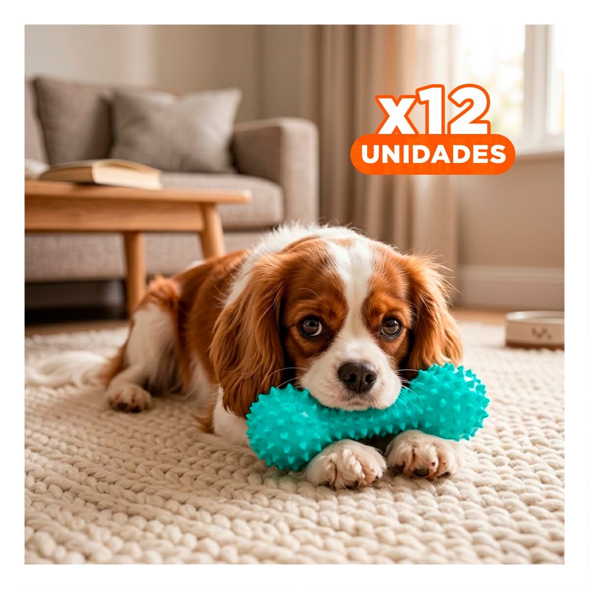 PACK12 HERRAMIENTA INTERACTIVA VERDE AGUA PARA MASCOTAS PESA CON PUNTAS SEGURAS - 1