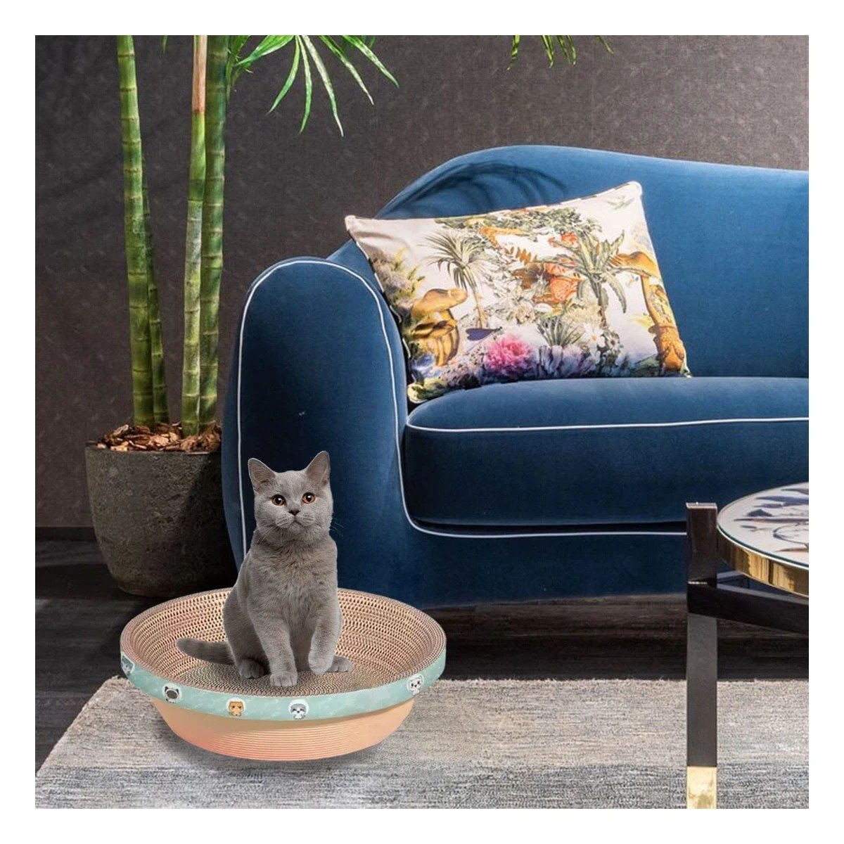 PACK4 TAPETE DE JUEGO CIRCULAR CON CATNIP GRANDE 50CM MARRON PARA GATO Y+REGALO STICKER - 3