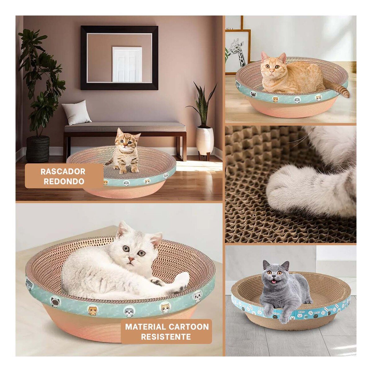 PACK4 ACCESORIO DE JUEGO CIRCULAR CON CATNIP CHICO 40 CM MARRON PARA GATO Y+REGALO STICKER - 2