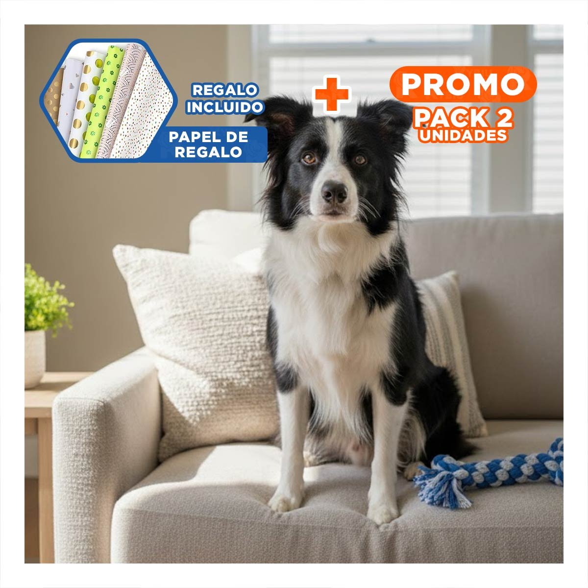 PACK2 ELEMENTO DE JUEGO PARA PERROS PARA REDUCIR ESTRES AZUL Y+PAPEL REGALO - 1