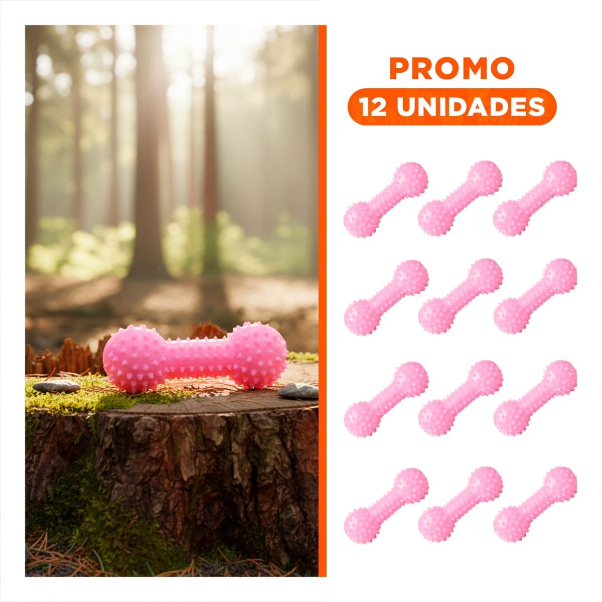 PACK12 HERRAMIENTA PEQUENA ROSADO PARA MASCOTAS PESA CON PUNTAS DIVERTIDO Y+REGALO STICKER - 1