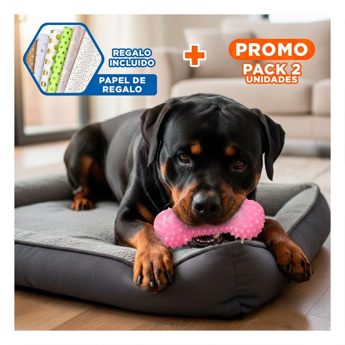 PACK2 KIT PEQUENO ROSADO PARA MASCOTAS PESA CON PUNTAS DIVERTIDO Y+PAPEL REGALO - 1