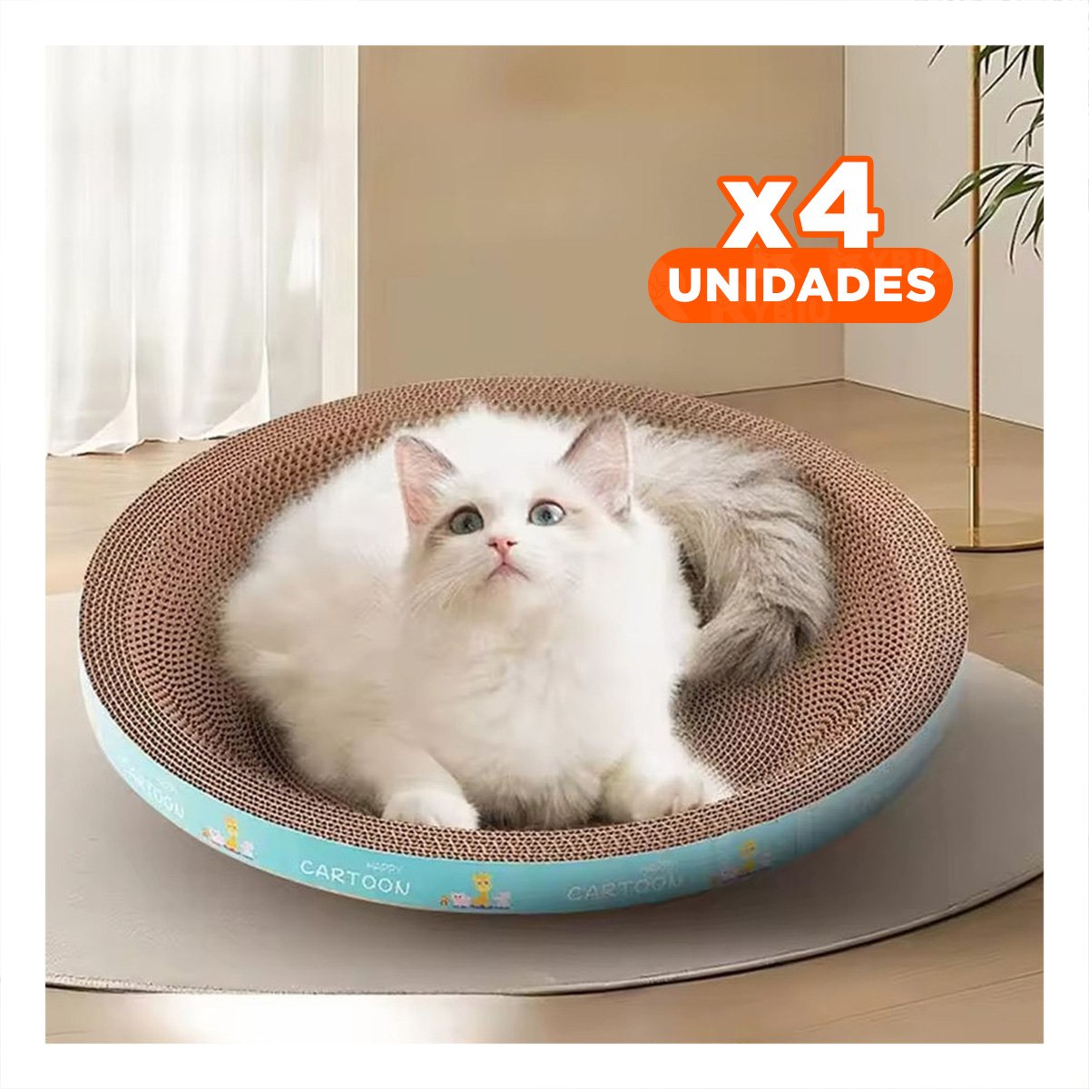 PACK4 ZONA DE JUEGO CIRCULAR CON CATNIP CHICO 40 CM MARRON PARA GATO HOGAR - 1