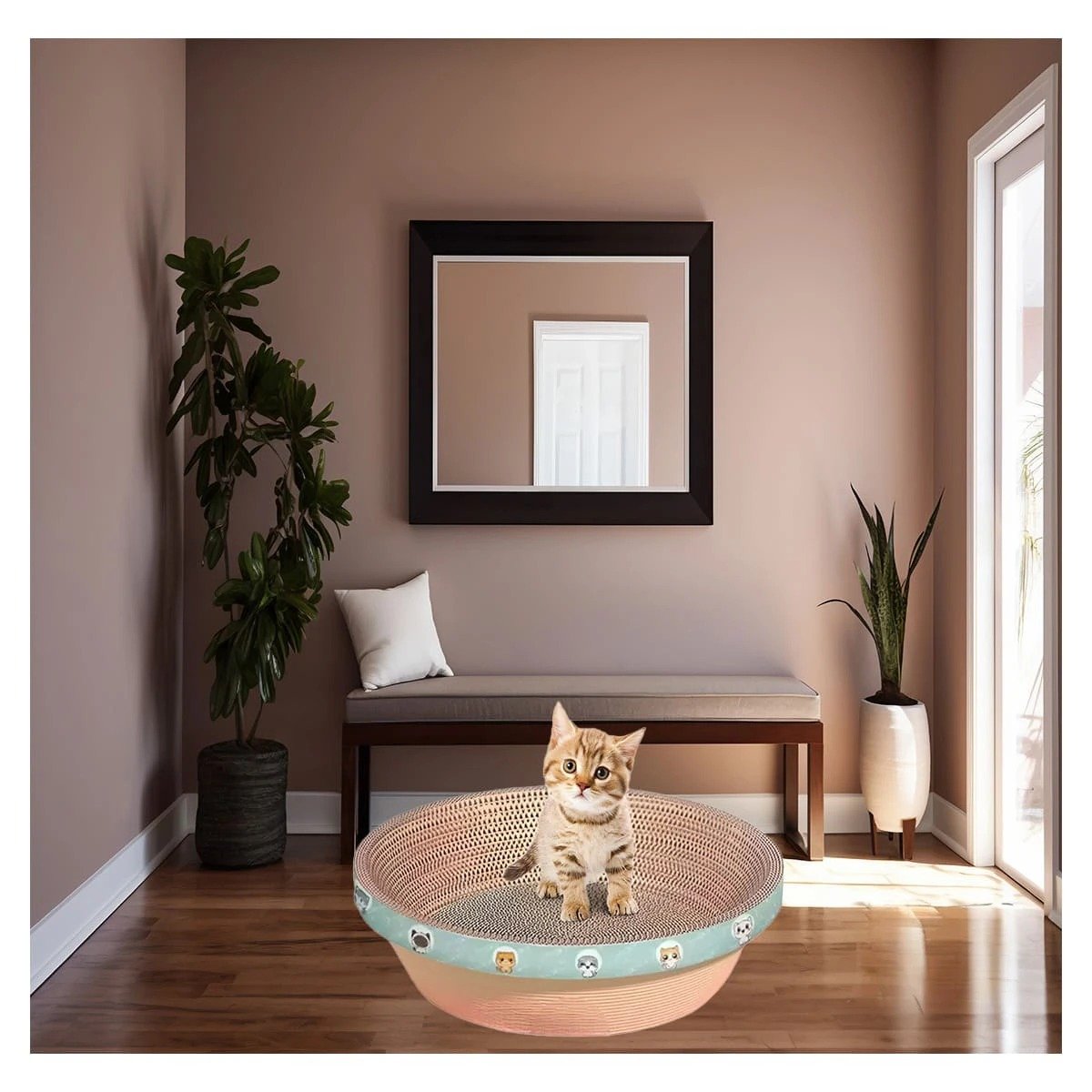PACK4 ZONA DE JUEGO CIRCULAR CON CATNIP CHICO 40 CM MARRON PARA GATO HOGAR - 2