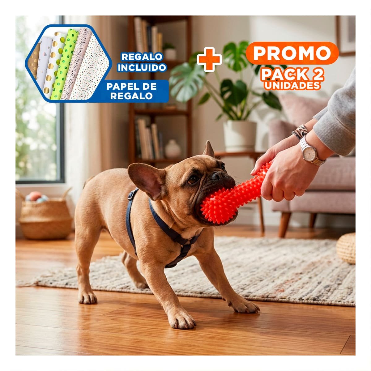 PACK2 KIT PEQUENO ROJO PARA MASCOTAS PESA CON PUNTAS DIVERTIDO Y+PAPEL REGALO - 1