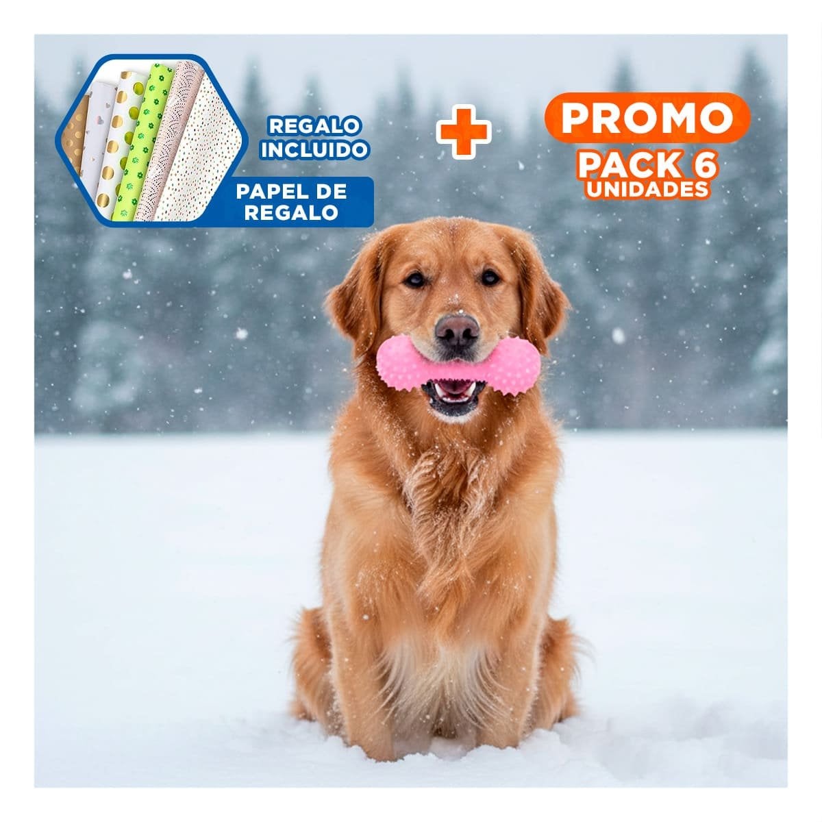 PACK6 APARATO ROSADO PARA MASCOTAS FORMA DE PESA SEGURO Y DIVERTIDO Y+PAPEL REGALO - 1