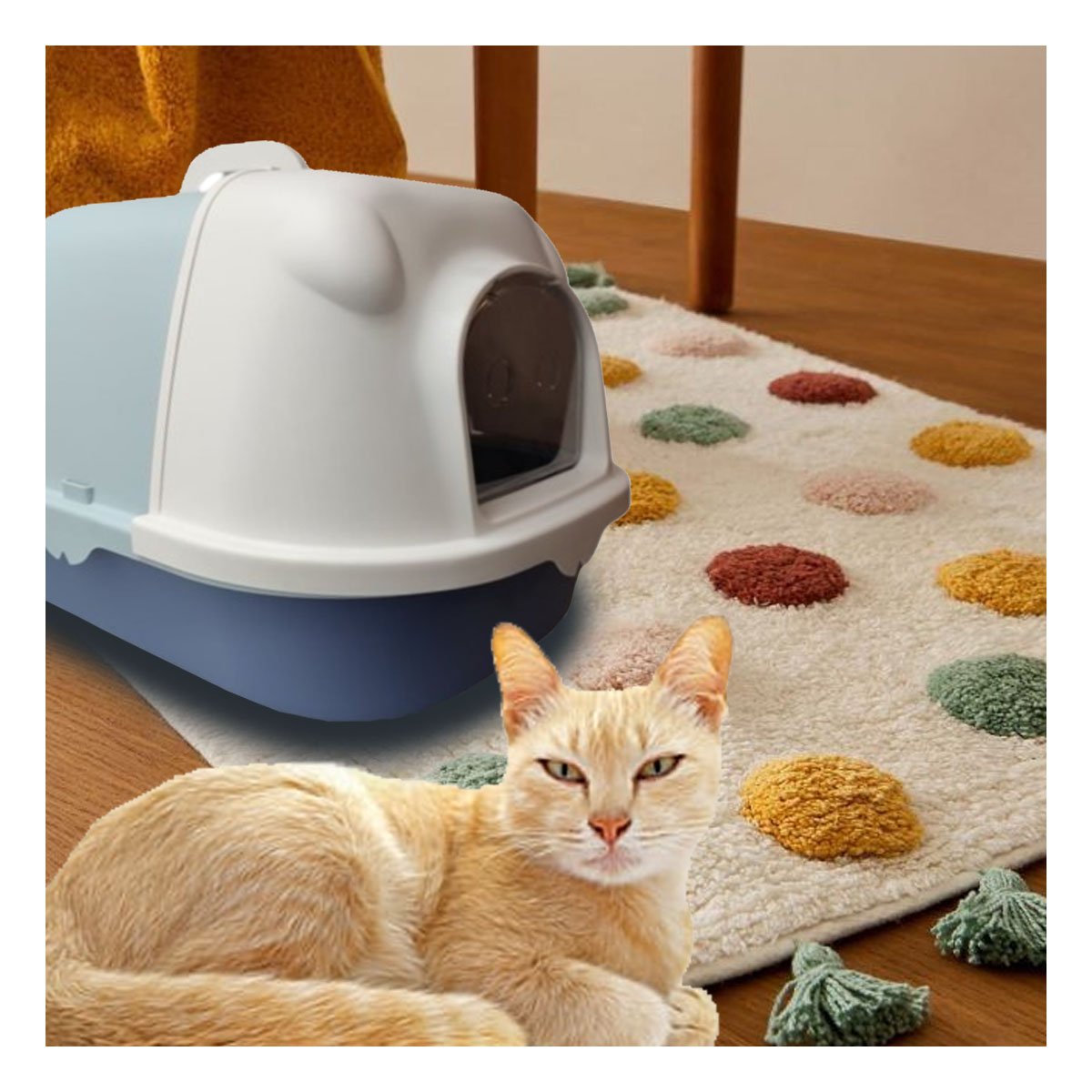 ZONA HIGIENICA CERRADA CON BORDES DECORATIVOS Y PALA CERNIDORA CELESTE AZUL Y+PAPEL REGALO - 3