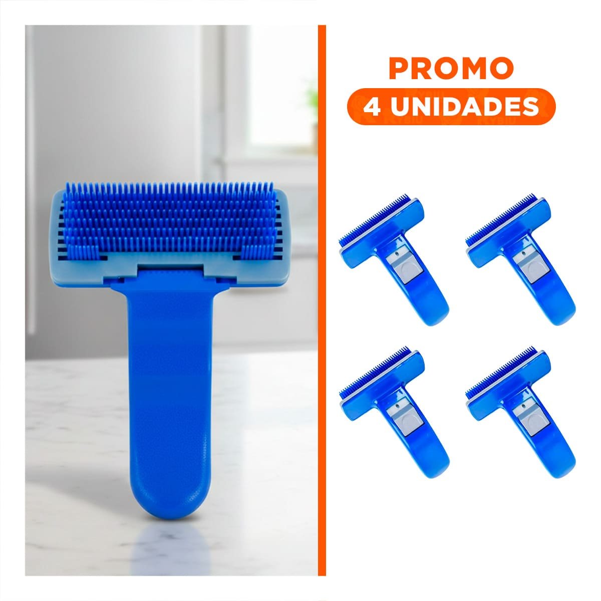 PACK4 APARATO DE CUIDADO PEQUENO AZUL PARA MASCOTAS CON CEPILLO AUTOLIMPIANTE Y+REGALO STICKER - 1