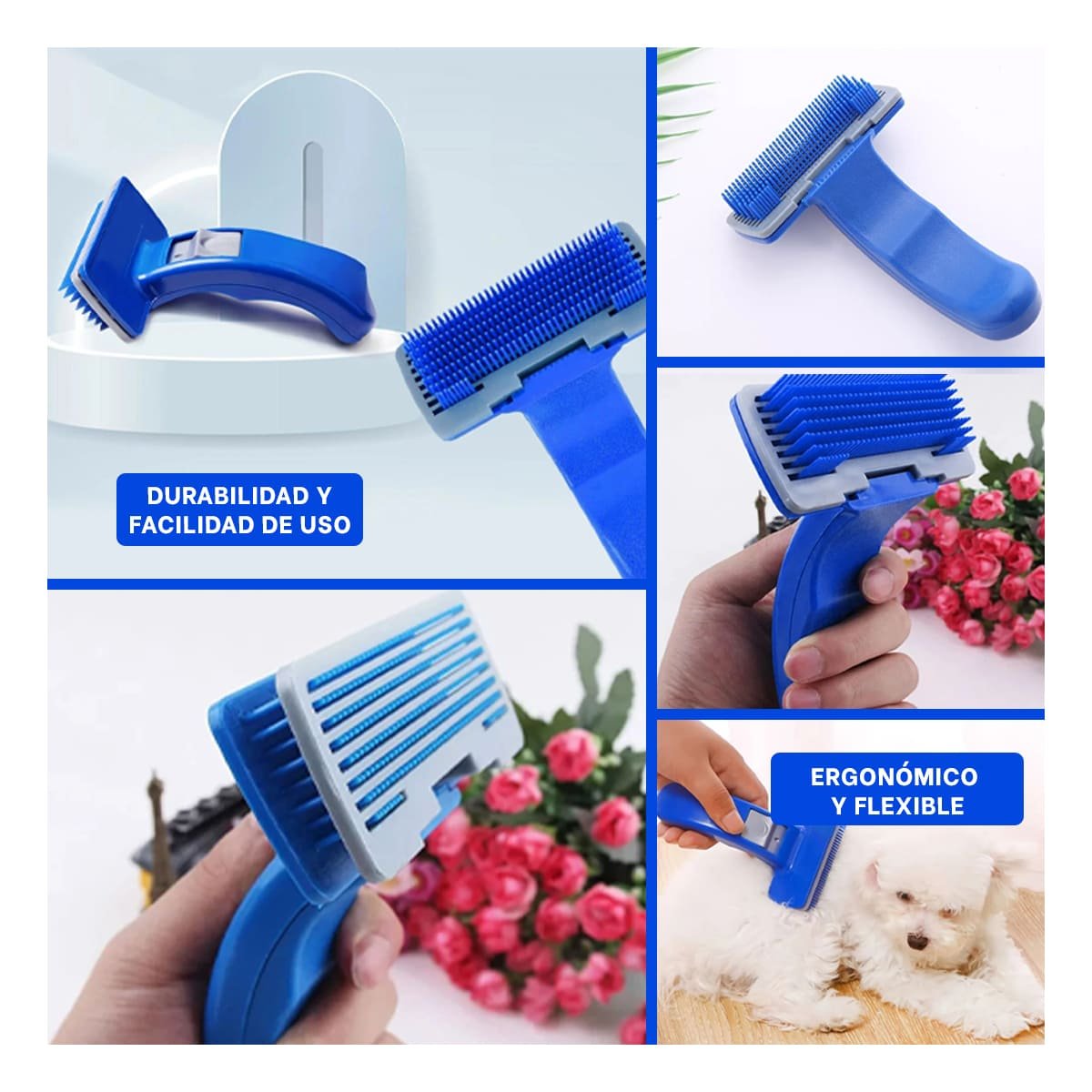 PACK4 APARATO DE CUIDADO PEQUENO AZUL PARA MASCOTAS CON CEPILLO AUTOLIMPIANTE Y+REGALO STICKER - 2