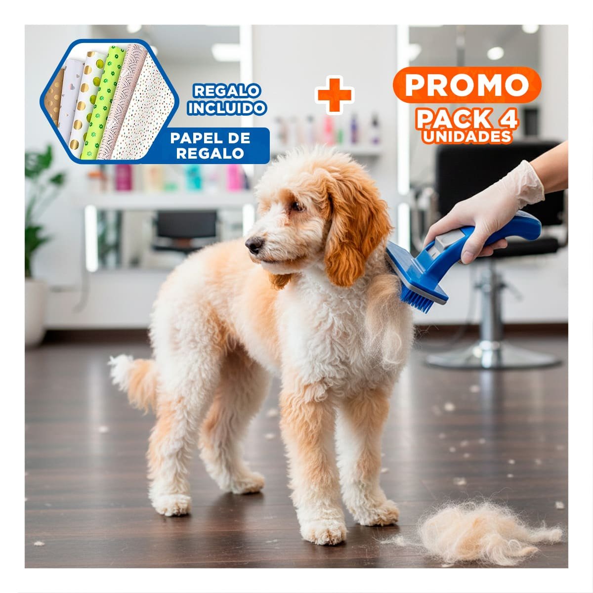 PACK4 APARATO AUTOLIMPIANTE PEQUENO PLASTICO AZUL PARA MASCOTAS DURADERO Y+PAPEL REGALO - 1
