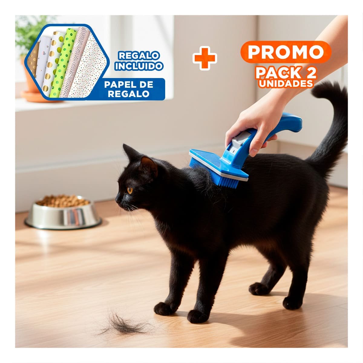 PACK2 KIT PEQUENO AZUL PARA MASCOTAS CON SISTEMA AUTOLIMPIANTE PLASTICO Y+PAPEL REGALO - 1