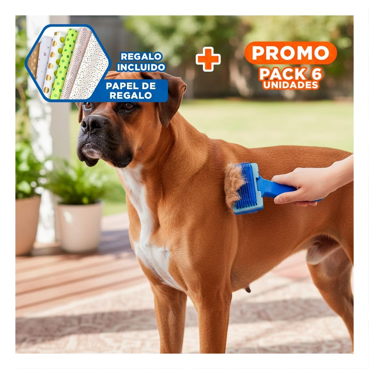 PACK6 APARATO PLASTICO AZUL PEQUENO PARA MASCOTAS CON SISTEMA AUTOLIMPIANTE Y+PAPEL REGALO - 1