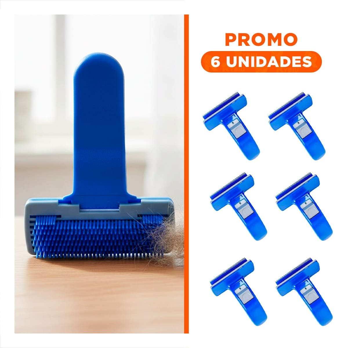 PACK6 APARATO LIMPIEZA PEQUENO AZUL PARA MASCOTAS CON BOTON AUTOLIMPIANTE - 1