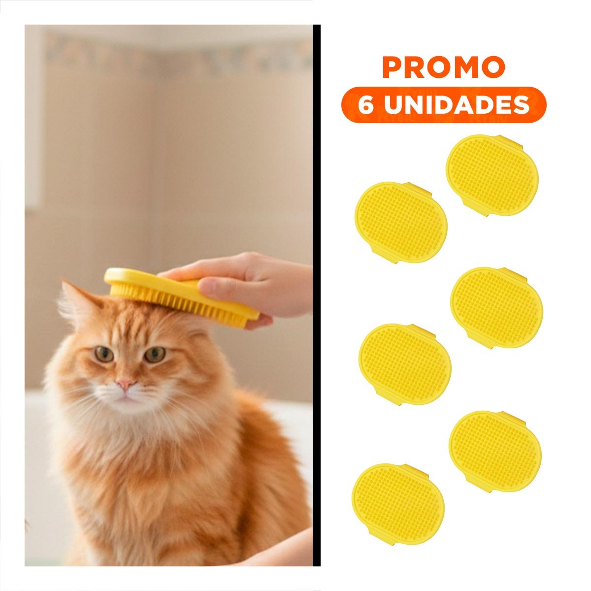 PACK6 RASTRILLO CIRCULAR AMARILLO DE MANO PARA CUIDADO Y DESENREDO DEL CABELLO - 1