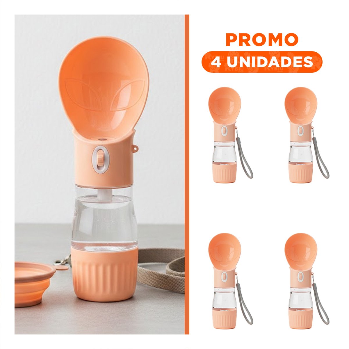 PACK4 ACCESORIO FUNCIONAL DISENO OVNI NARANJA PORTATIL Y+REGALO STICKER - 1