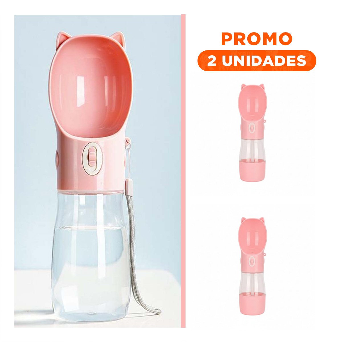 PACK2 ENVASE RECARGABLE GATO ROSADO PARA TRASLADO DIARIO - 1