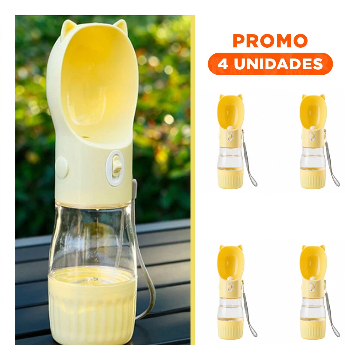 PACK4 BOTELLA RECARGABLE GATO AMARILLO PARA USO DIARIO Y+REGALO STICKER - 1