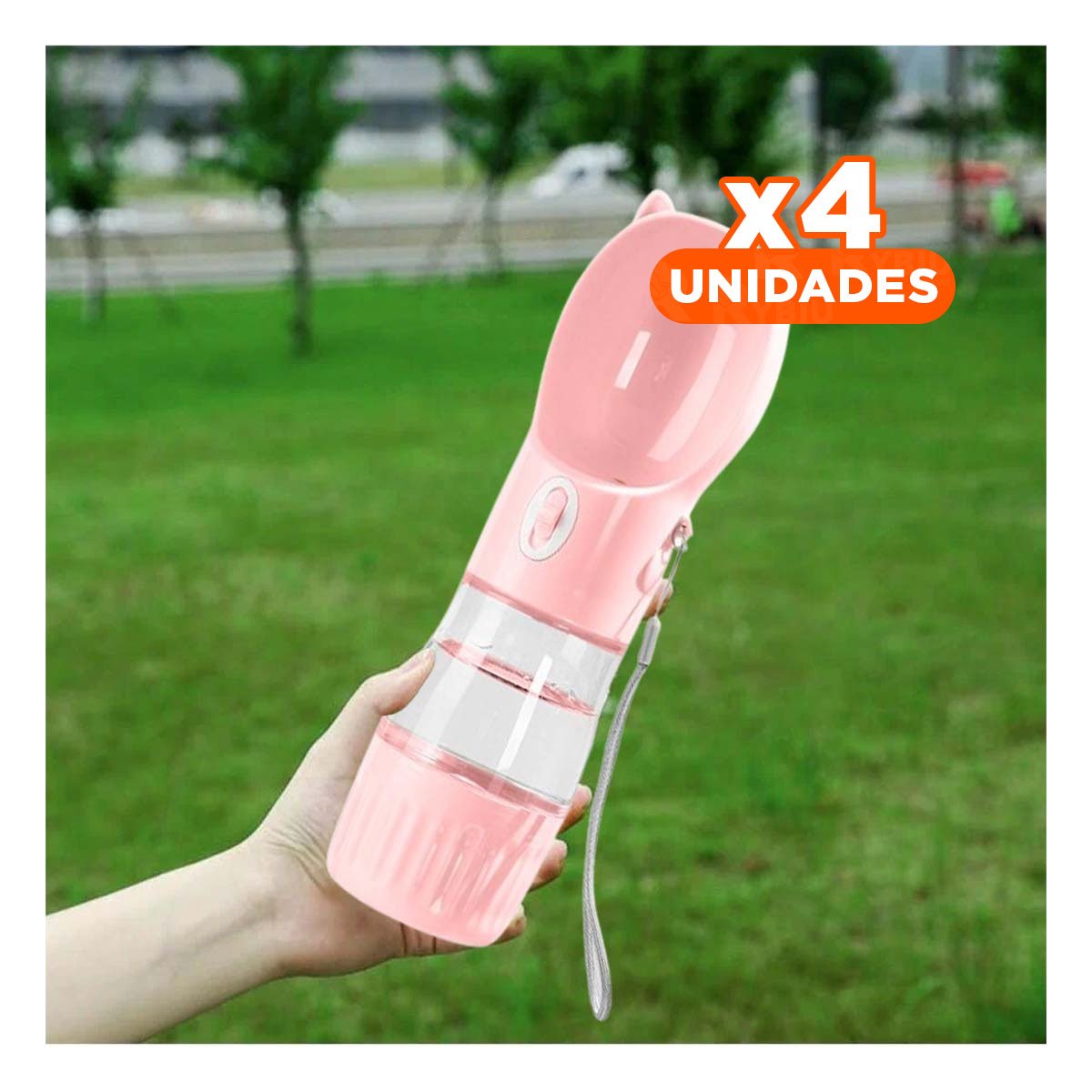 PACK4 BOTELLA PORTATIL GATO ROSADO PEQUENA PARA VIAJES - 1