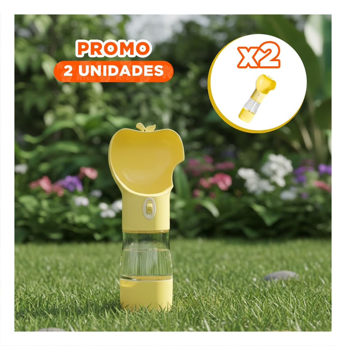 PACK2 RECIPIENTE COMPACTO AMARILLO TIPO MANZANA Y+REGALO STICKER - 1