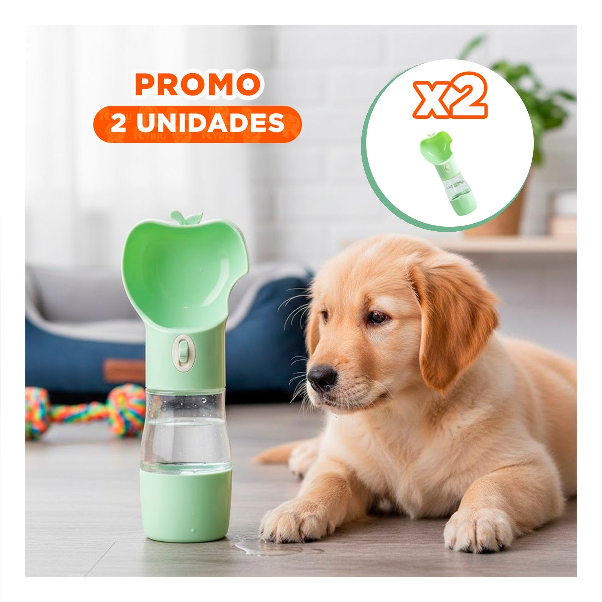 PACK2 RECIPIENTE COMPACTO VERDE TIPO MANZANA Y+REGALO STICKER - 1