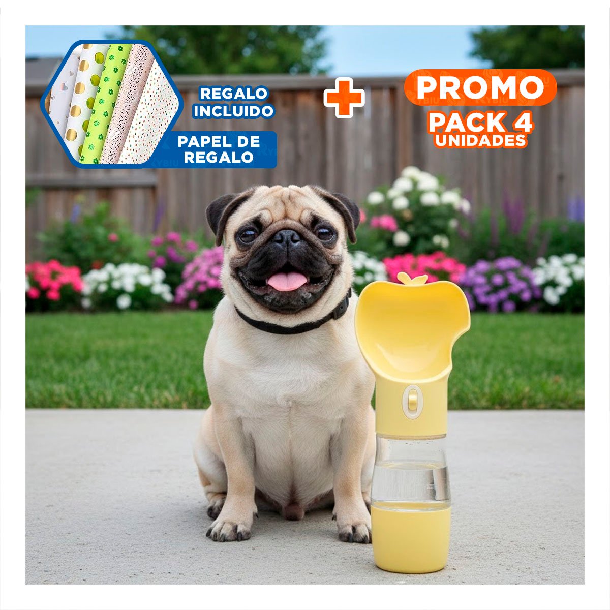 PACK4 ENVASE COMPACTO TIPO MANZANA AMARILLO Y+PAPEL REGALO - 1