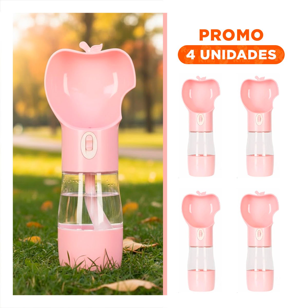 PACK4 ENVASE PORTATIL DE DISEÑO MANZANA ROSADO Y+REGALO STICKER - 1