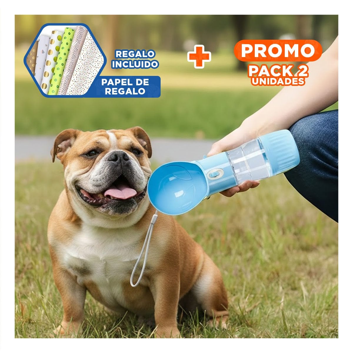 PACK2 RECIPIENTE LIGERO EN FORMA DE OVNI CELESTE PORTATIL Y+PAPEL REGALO - 1