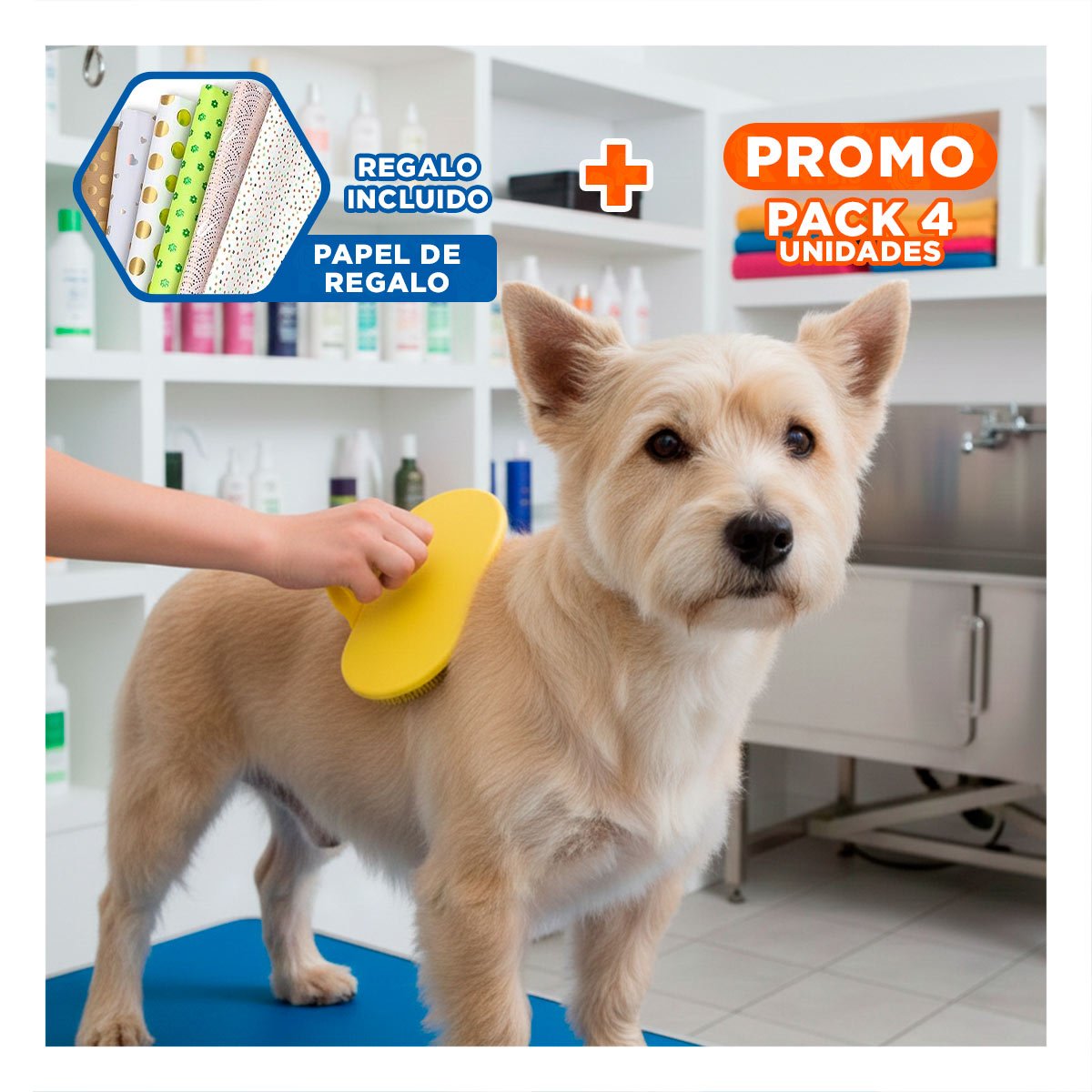 PACK4 RASTRILLO DE MANO AMARILLO CON CERDAS SUAVES PARA MASAJE Y ESTILO FACIL Y+PAPEL REGALO - 1