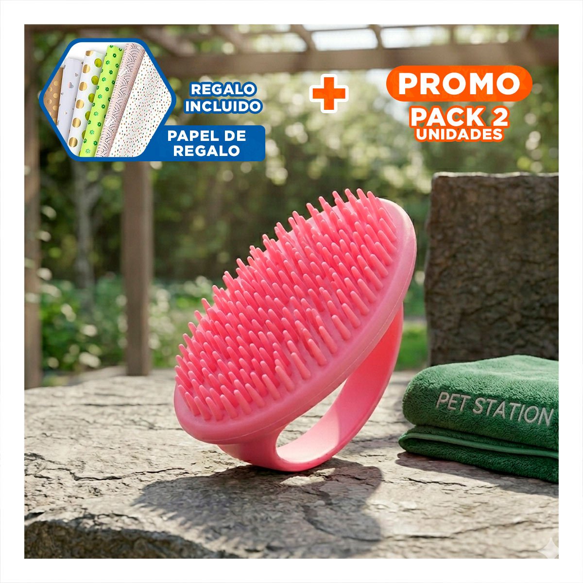 PACK2 TENEDOR DE PELO REDONDO ROSADO PARA MASAJE DEL CUERO CABELLUDO Y+PAPEL REGALO - 1