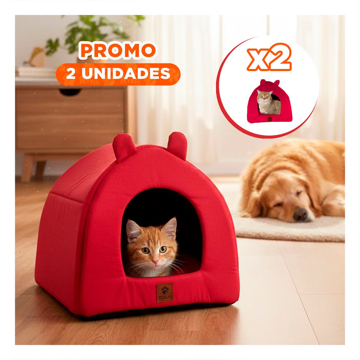 PACK2 NIDO CERRADO ROJO ESTILO IGLU TALLA L DESCANSO Y+REGALO STICKER - 1