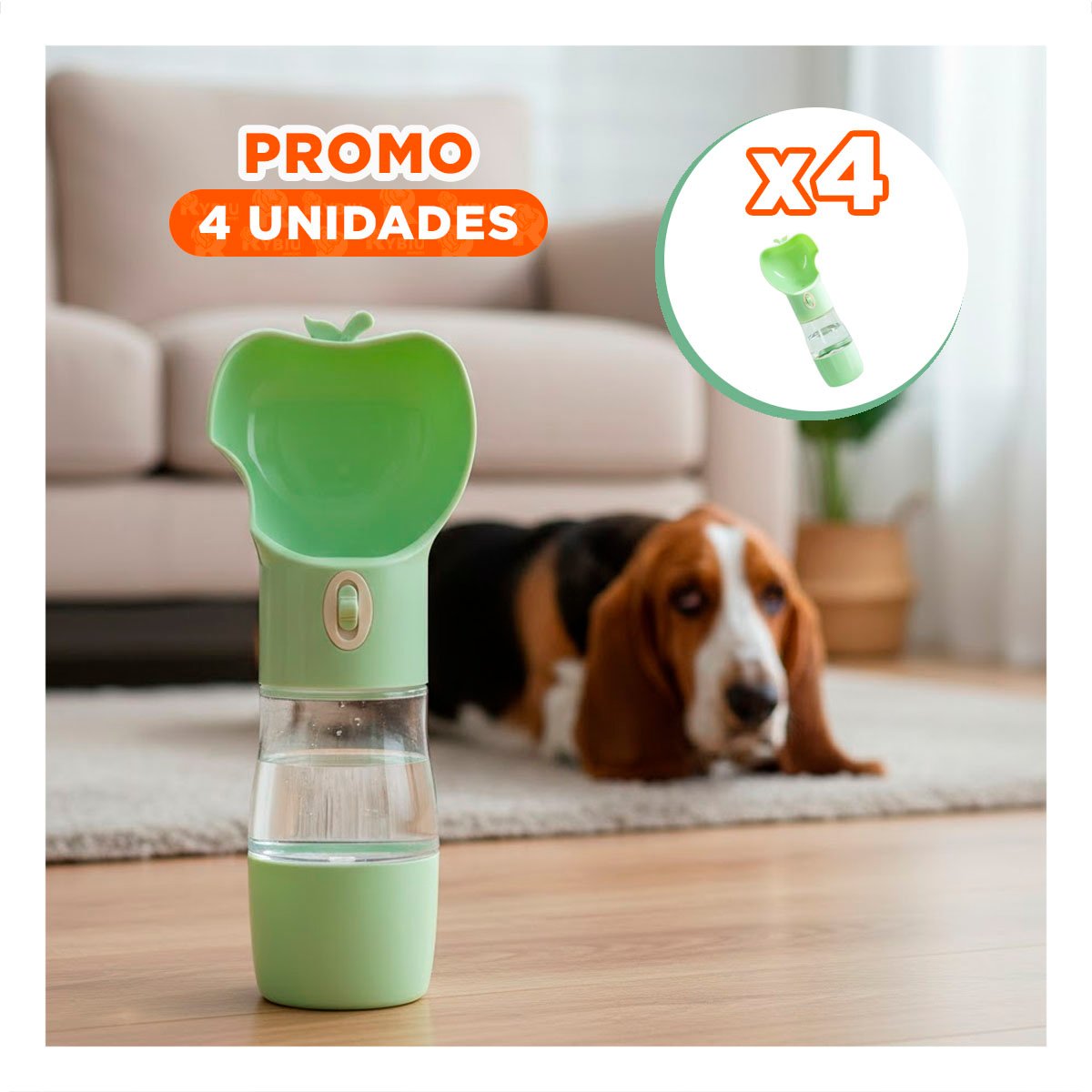 PACK4 ENVASE PORTATIL VERDE EN FORMA DE MANZANA - 1
