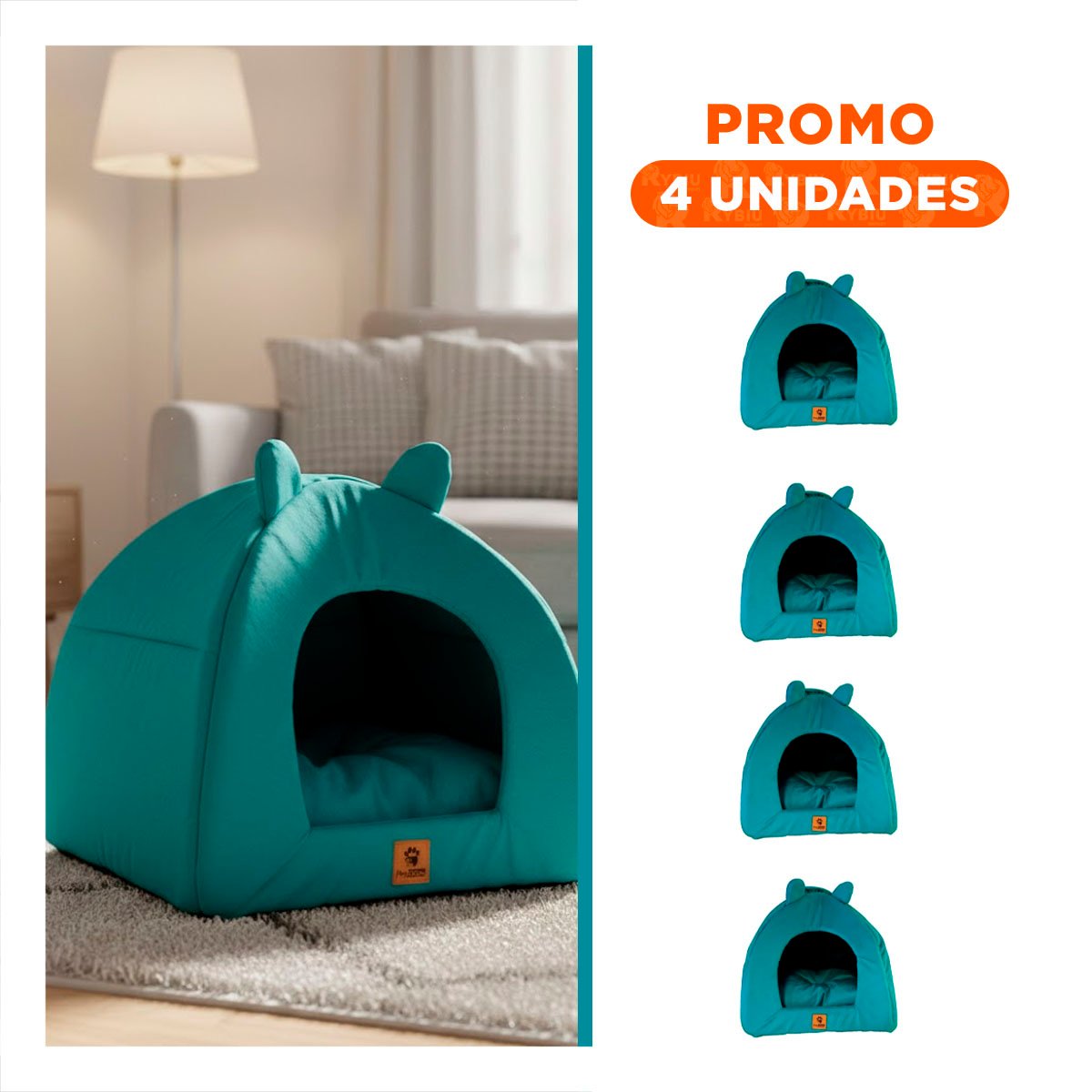 PACK4 GUARIDA IGLU AZUL REY TALLA L REFUGIO CALIDO PARA MASCOTAS Y+REGALO STICKER - 1