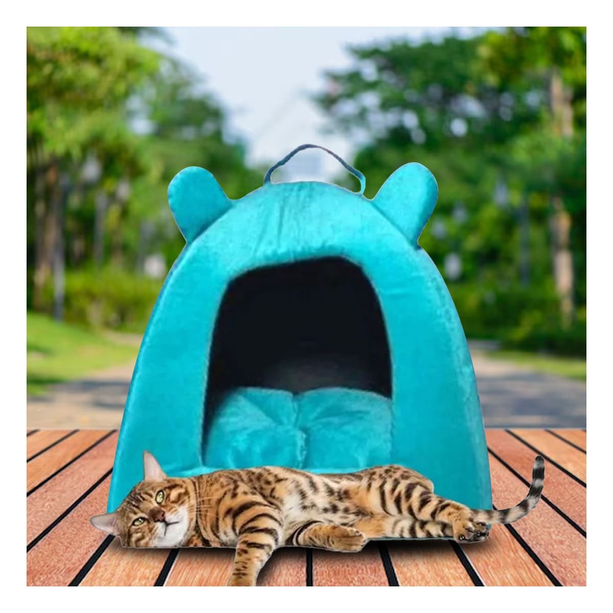 PACK4 GUARIDA IGLU AZUL REY TALLA L REFUGIO CALIDO PARA MASCOTAS Y+REGALO STICKER - 5