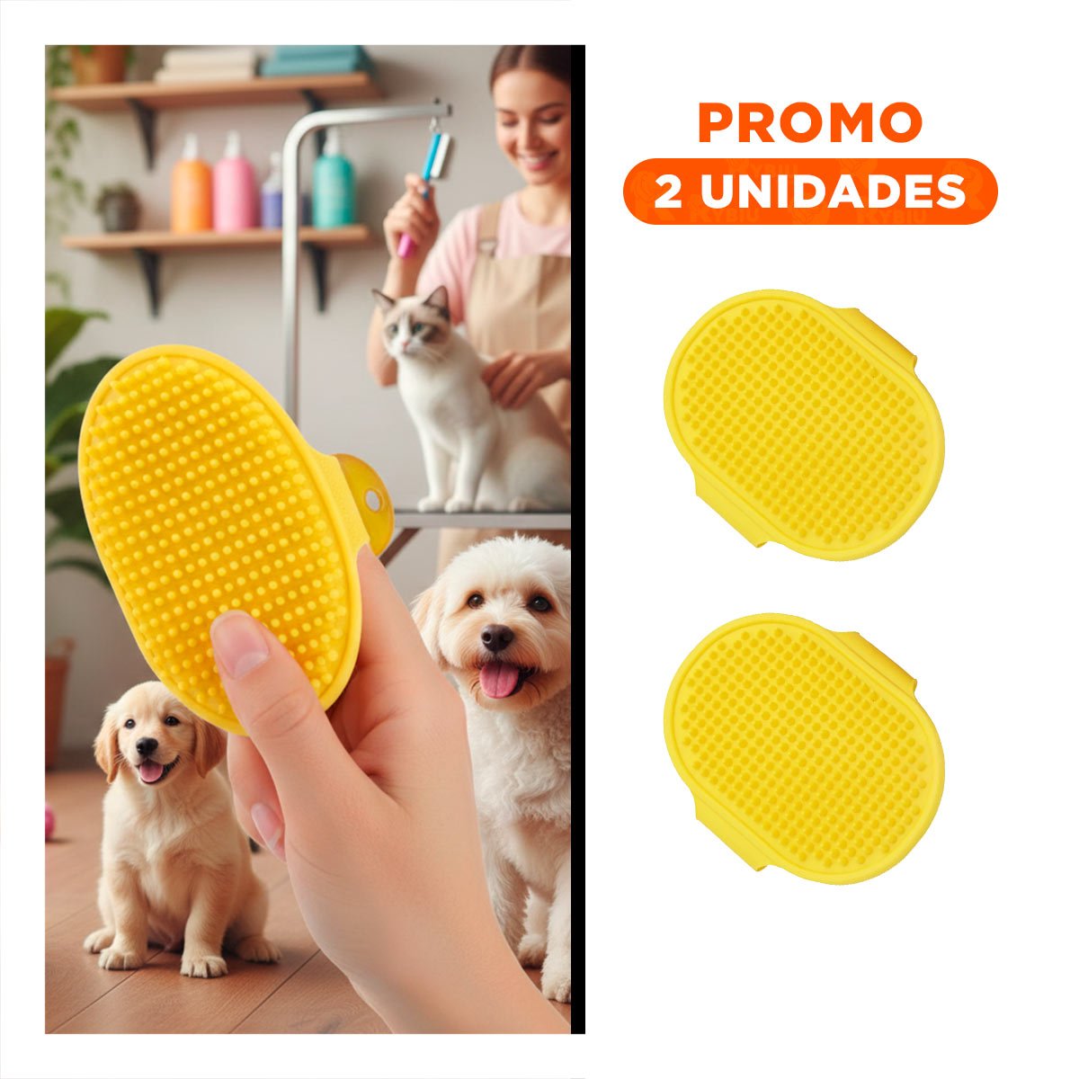PACK2 TENEDOR DE PELO CIRCULAR AMARILLO PARA DESENREDO Y ESTILO - 1