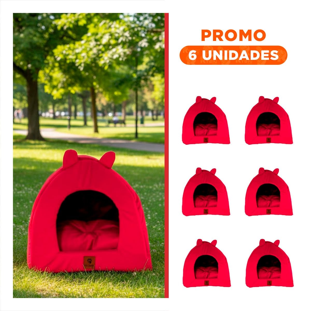 PACK6 ALOJAMIENTO IGLU CERRADO TALLA L ROJO PARA MASCOTAS - 1