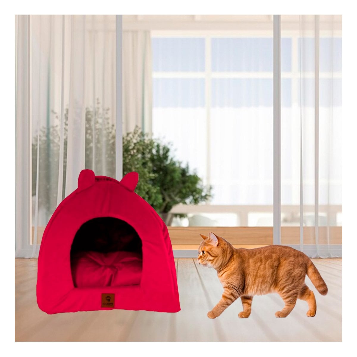 PACK6 ALOJAMIENTO IGLU CERRADO TALLA L ROJO PARA MASCOTAS - 3
