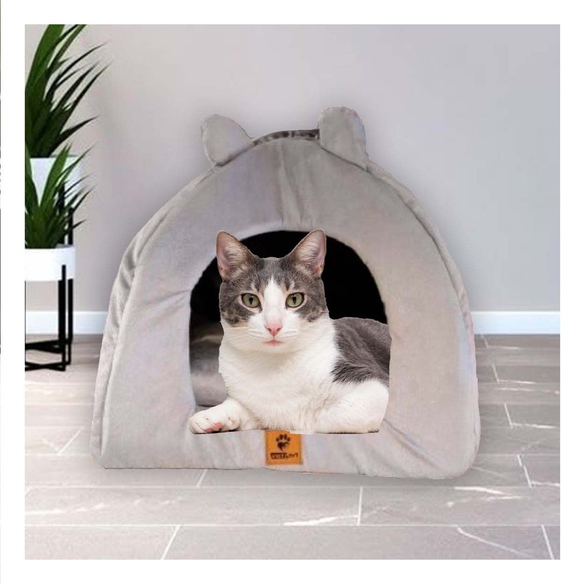 CUCHA IGLU CERRADA TALLA L GUINDA PARA MASCOTAS HOGAR Y+PAPEL REGALO - 3