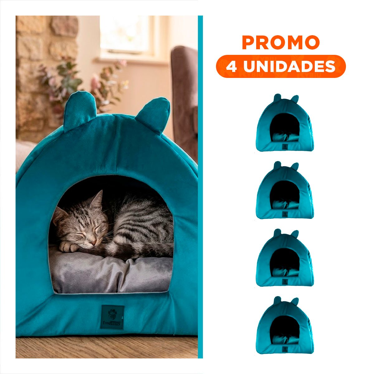 PACK4 NIDO IGLU VERDE AGUA TALLA L REFUGIO PRIVADO MASCOTAS Y+REGALO STICKER - 1