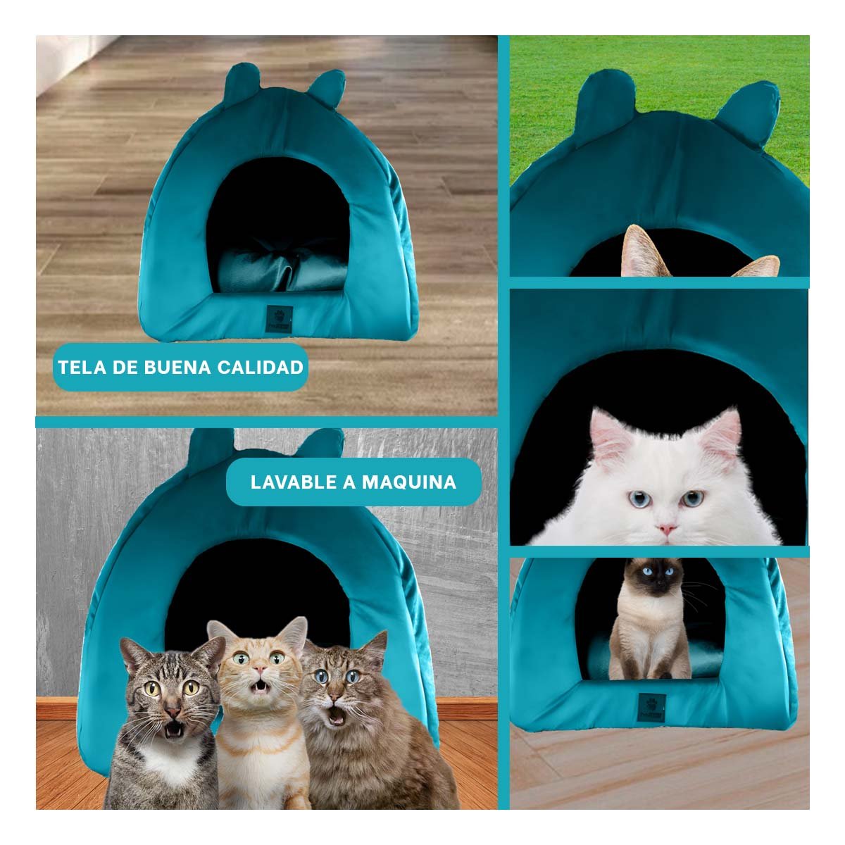 PACK4 NIDO IGLU VERDE AGUA TALLA L REFUGIO PRIVADO MASCOTAS Y+REGALO STICKER - 2