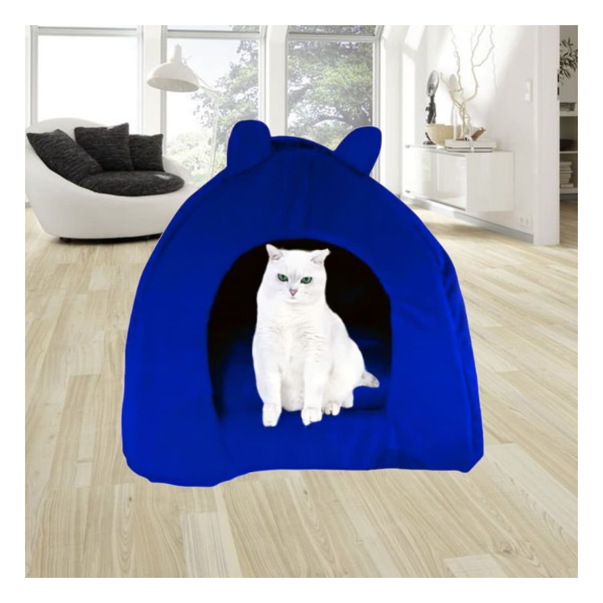 CUCHA IGLU AZUL NOCHE TALLA L REFUGIO CERRADO PARA MASCOTAS Y+POST IT - 3
