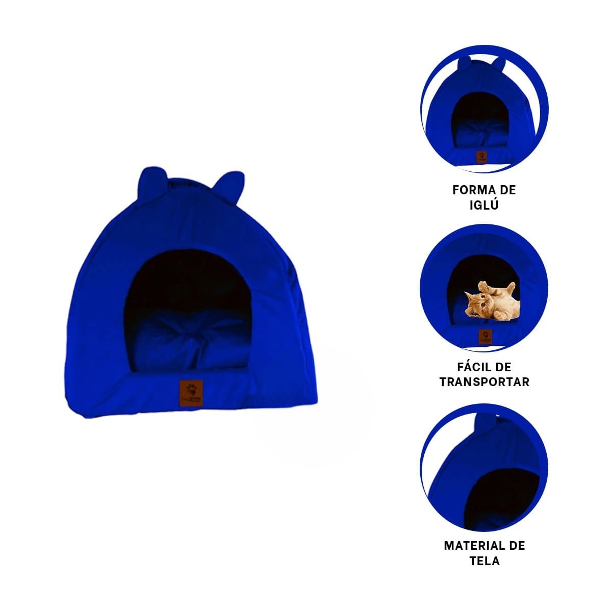 CUCHA IGLU CERRADA TALLA L AZUL NOCHE PARA MASCOTAS HOGAR - 3