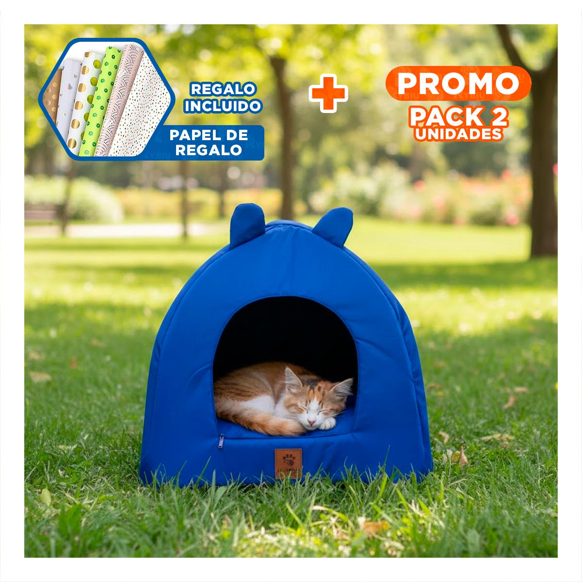 PACK2 NIDO TIPO IGLU AZUL NOCHE TALLA L ESPACIO CALIDO MASCOTAS Y+PAPEL REGALO - 1