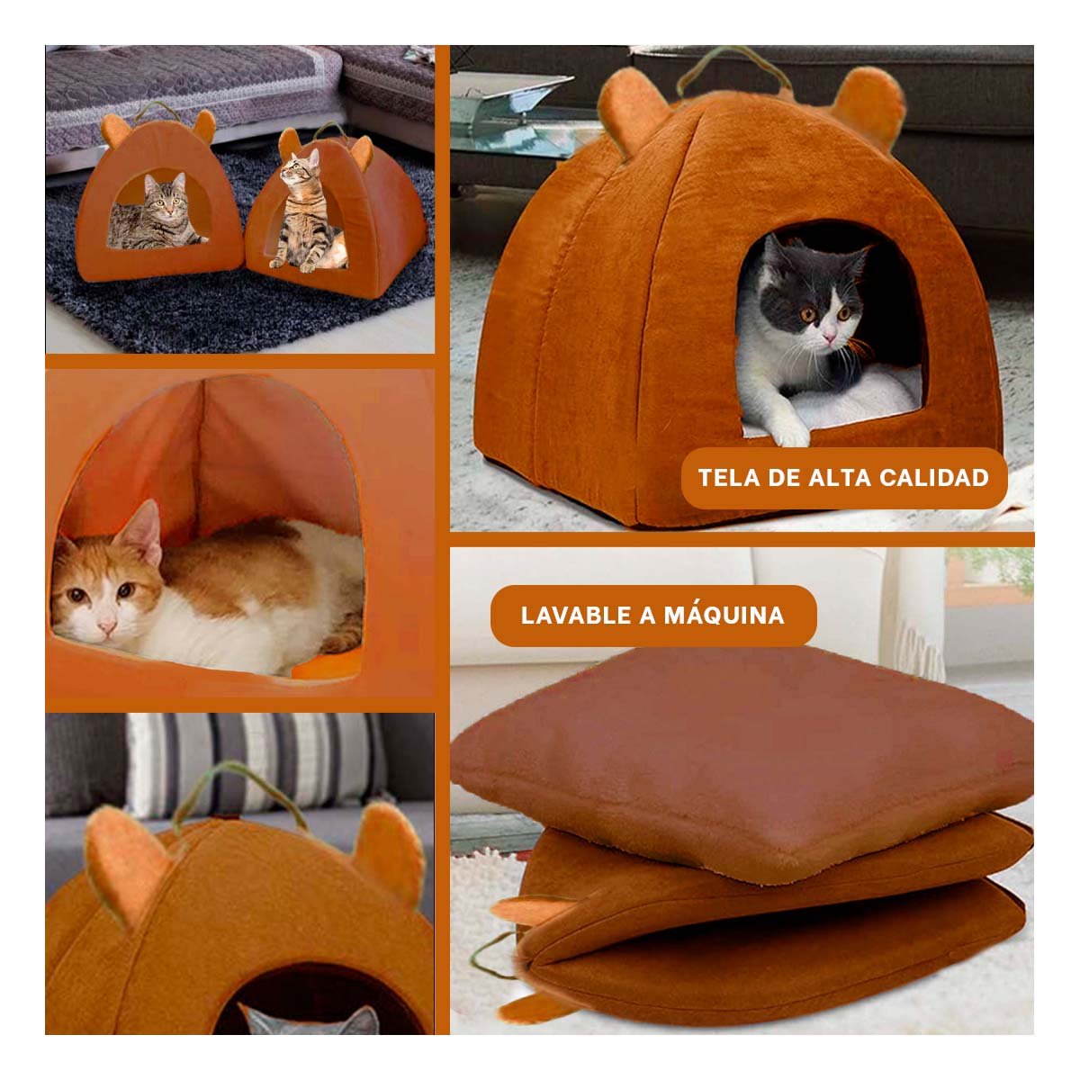 PACK2 CUCHA IGLU MARRON TALLA L REFUGIO CERRADO PARA MASCOTAS Y+PAPEL REGALO - 3