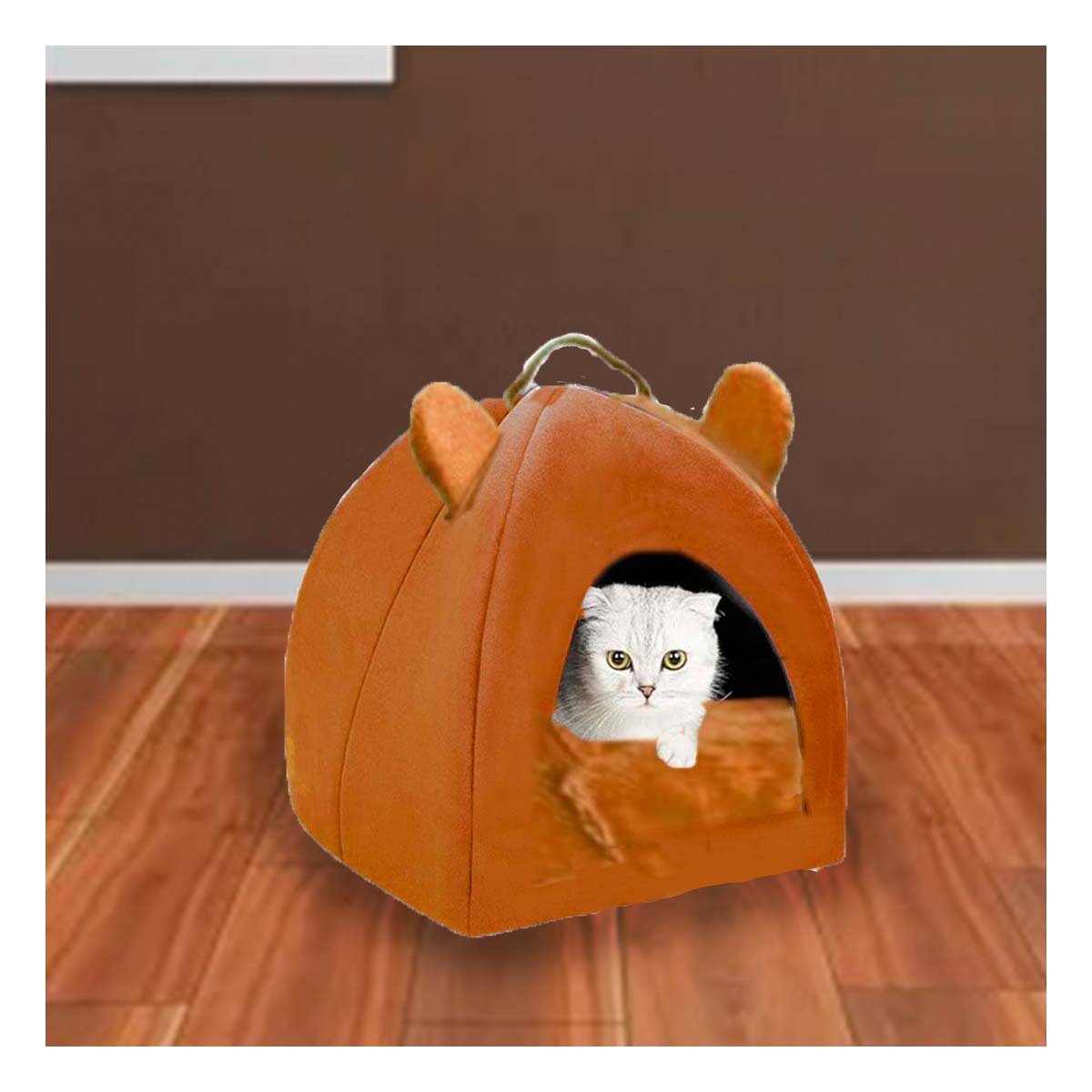 PACK2 CUCHA IGLU MARRON TALLA L REFUGIO CERRADO PARA MASCOTAS Y+PAPEL REGALO - 5