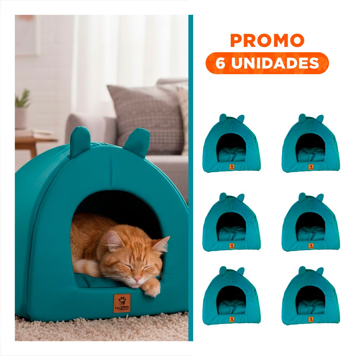 PACK6 COBIJO IGLU CERRADO TALLA L AZUL REY PARA MASCOTAS - 1