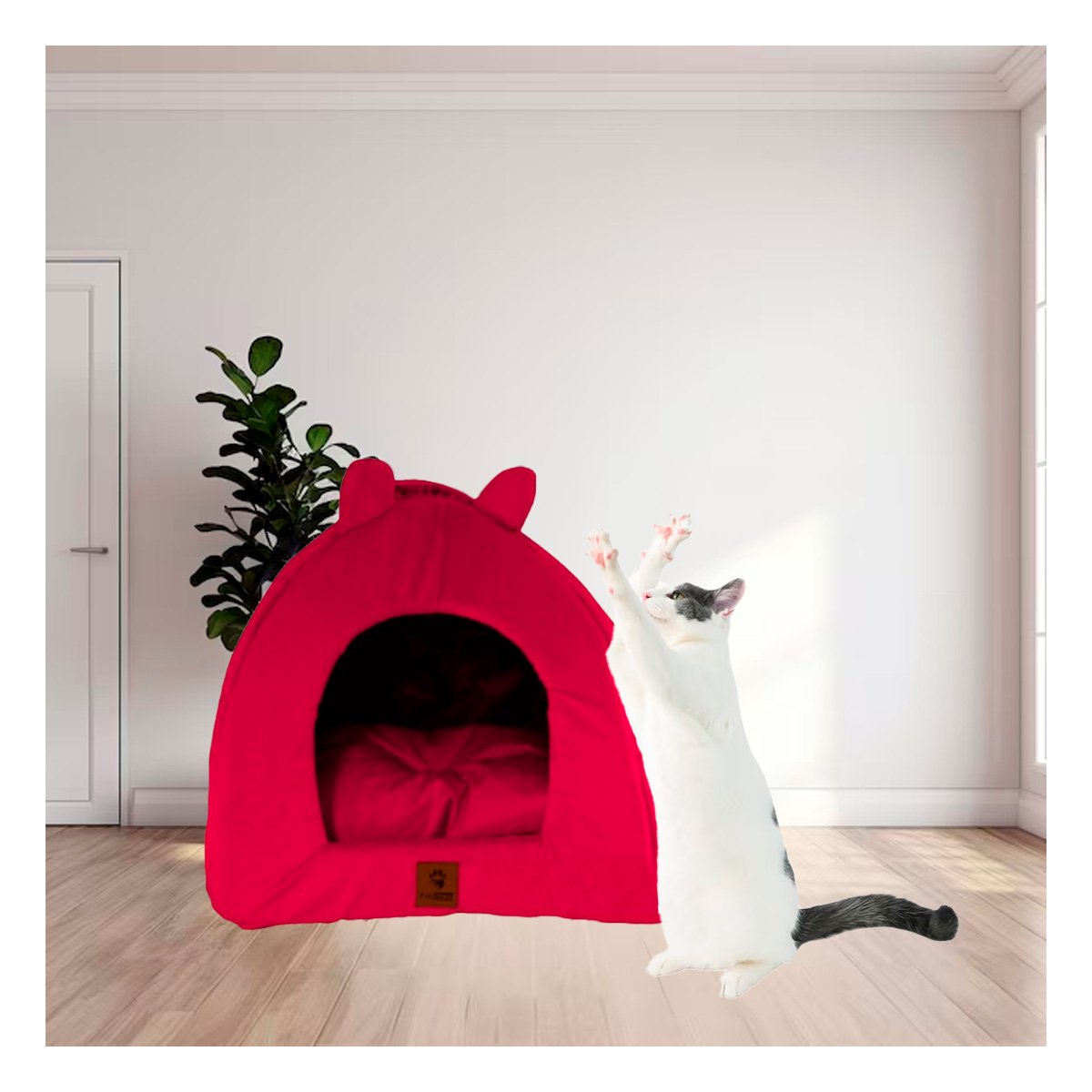 PACK2 NIDO TIPO IGLU ROJO TALLA L ESPACIO CALIDO MASCOTAS Y+PAPEL REGALO - 5