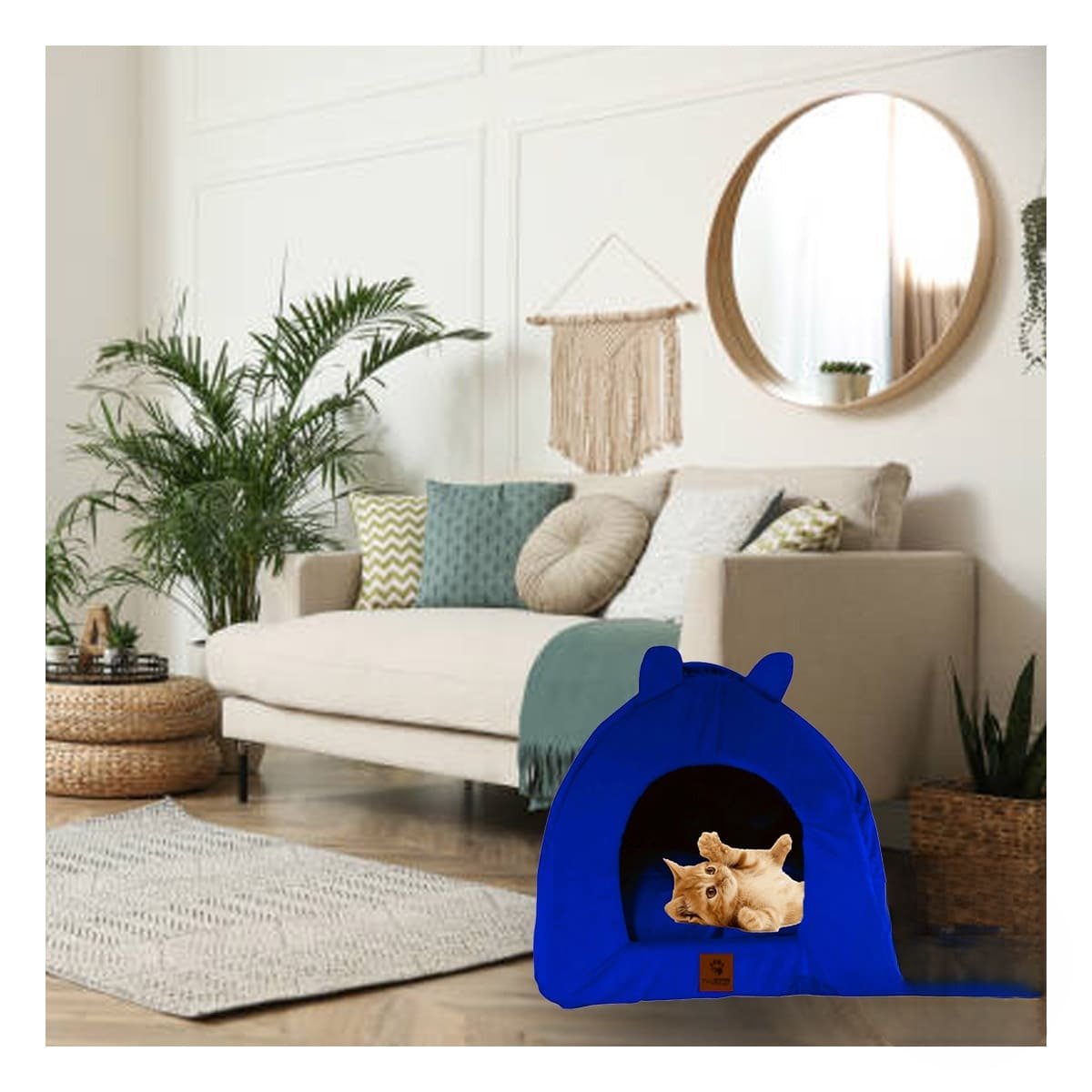 CUCHA TIPO IGLU AZUL NOCHE TALLA L CON INTERIOR SUAVE Y+PAPEL REGALO - 5