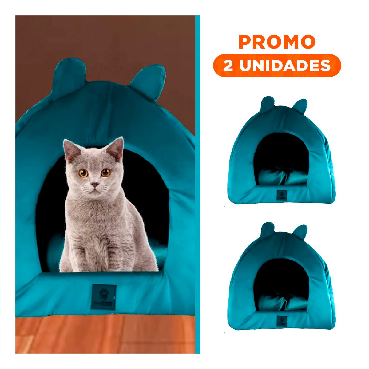 PACK2 CUCHA IGLU VERDE AGUA TALLA L REFUGIO CERRADO PARA MASCOTAS - 1
