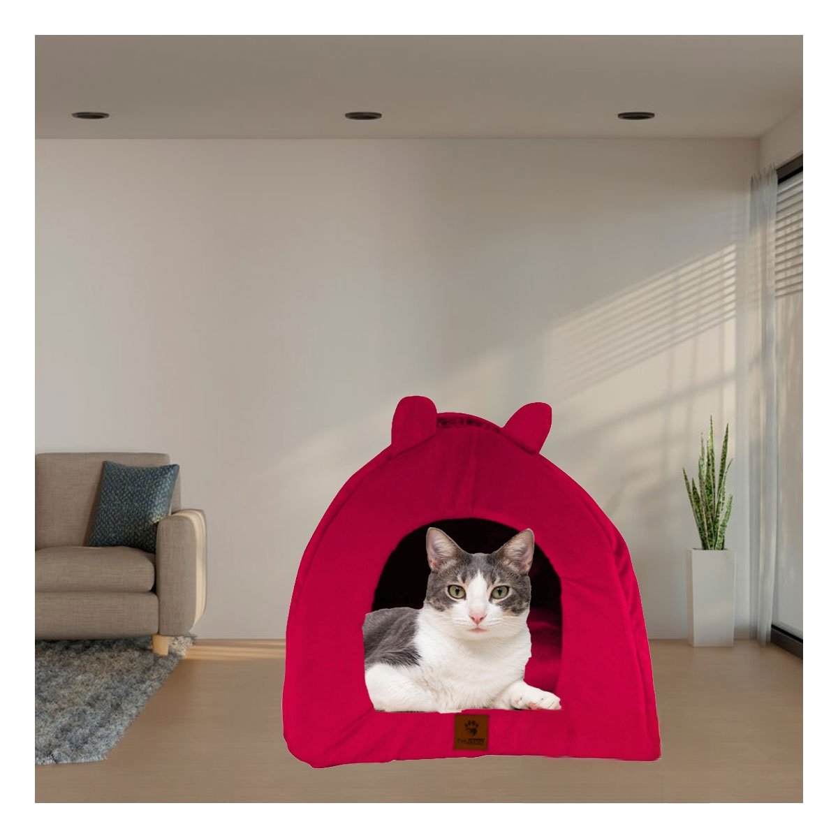 PACK4 CASA IGLU ROJO TALLA L REFUGIO COMODO MASCOTAS Y+REGALO STICKER - 3